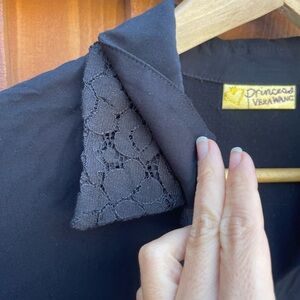 Princess Vera Wang Black Lace Collar Button Down Shirt Dark Academia Gothic Goth